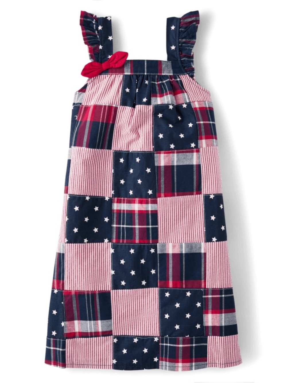 Girls Madras Patch Dress - American Cutie